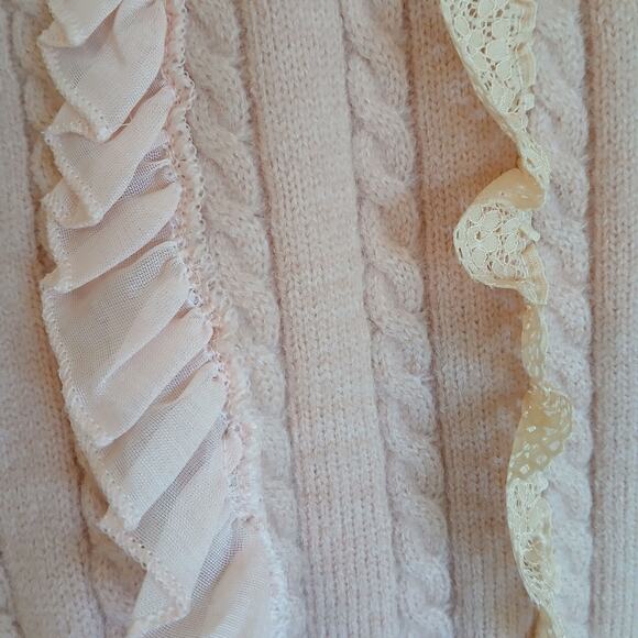 Dreamers By Debut Pink Lace and Ruffle sweater size small - Picture 3 of 3